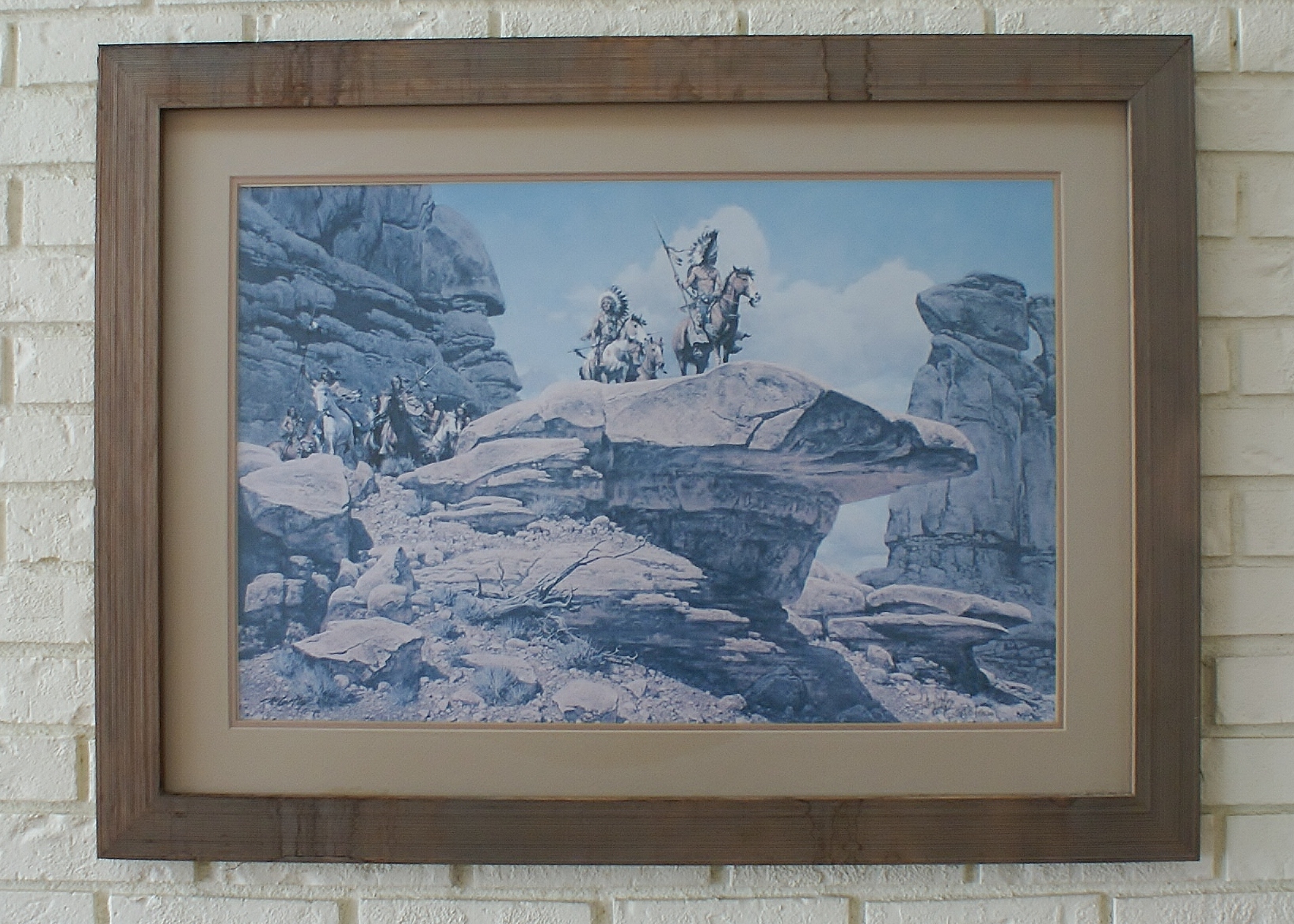 Frank McCarthy Print Native Americans On Cliff