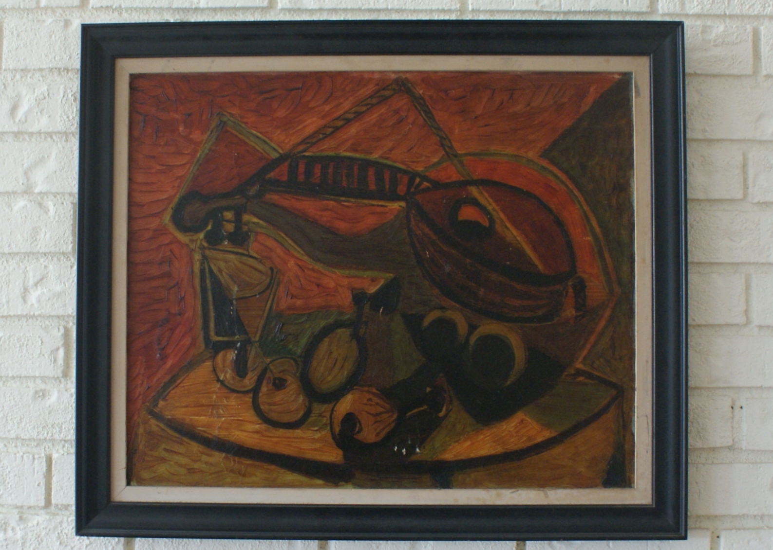 Abstract Painting Of Guitar And Olives