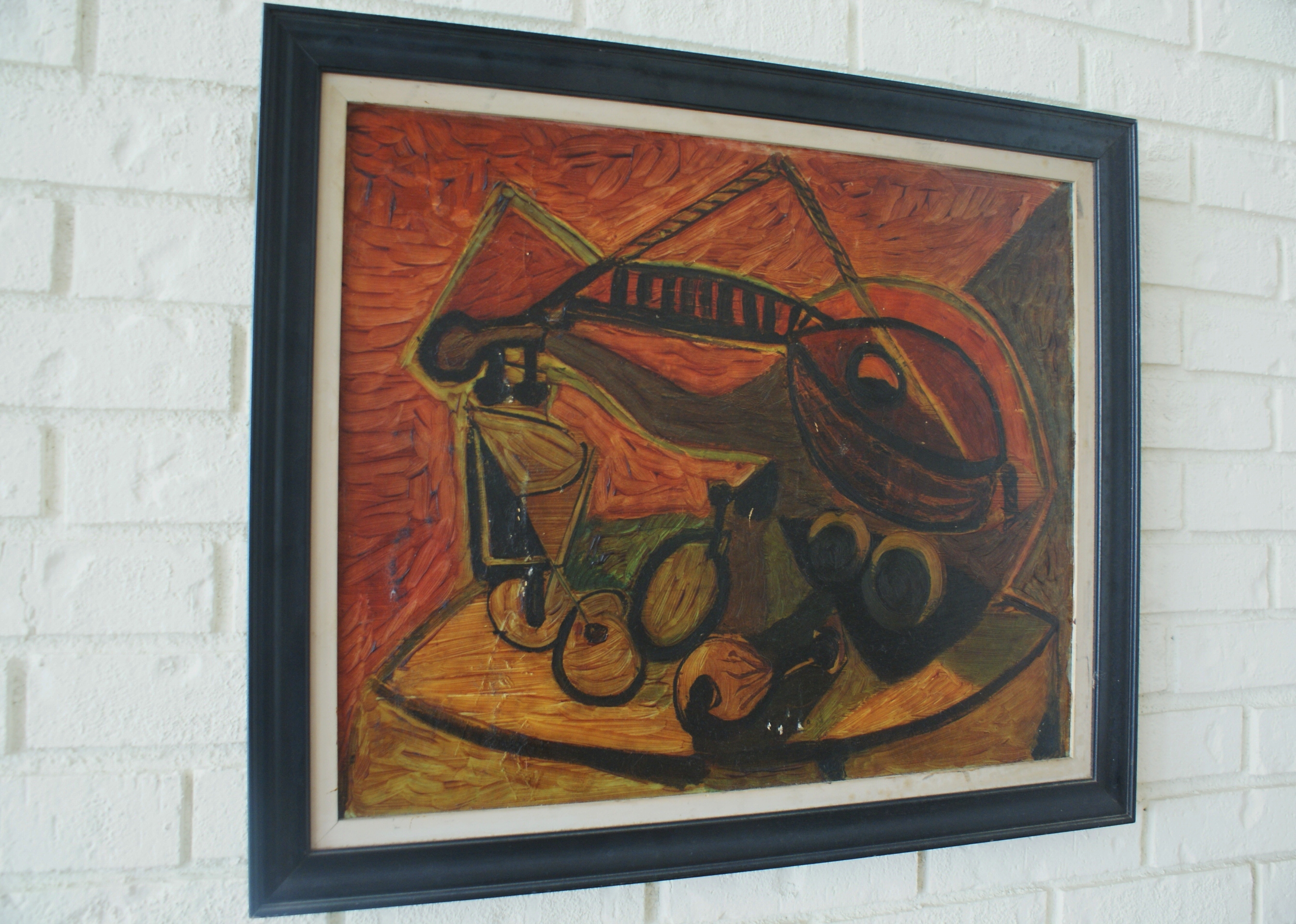 Abstract Painting Of Guitar And Olives