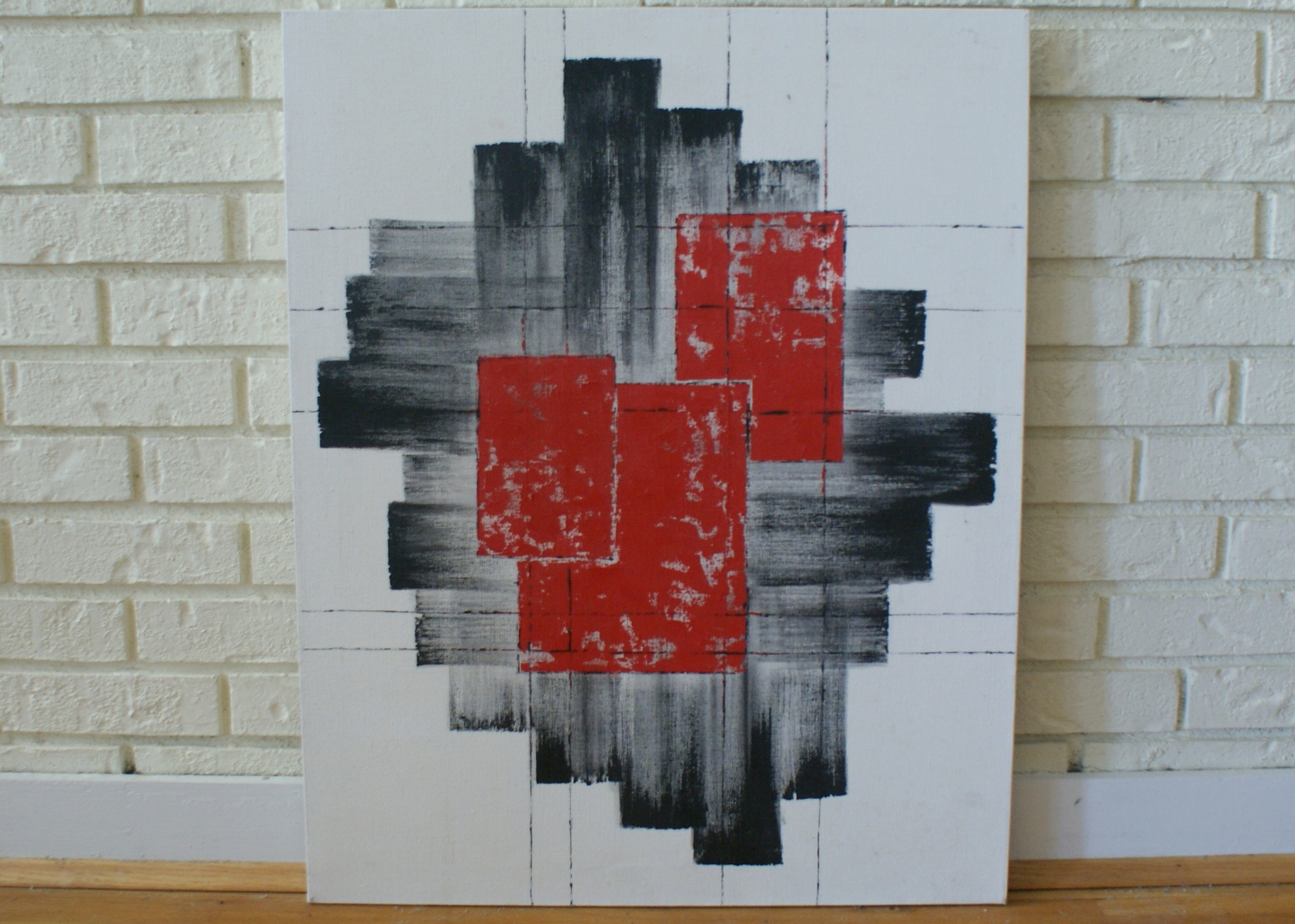Dugan Black White and Red Abstract Painting