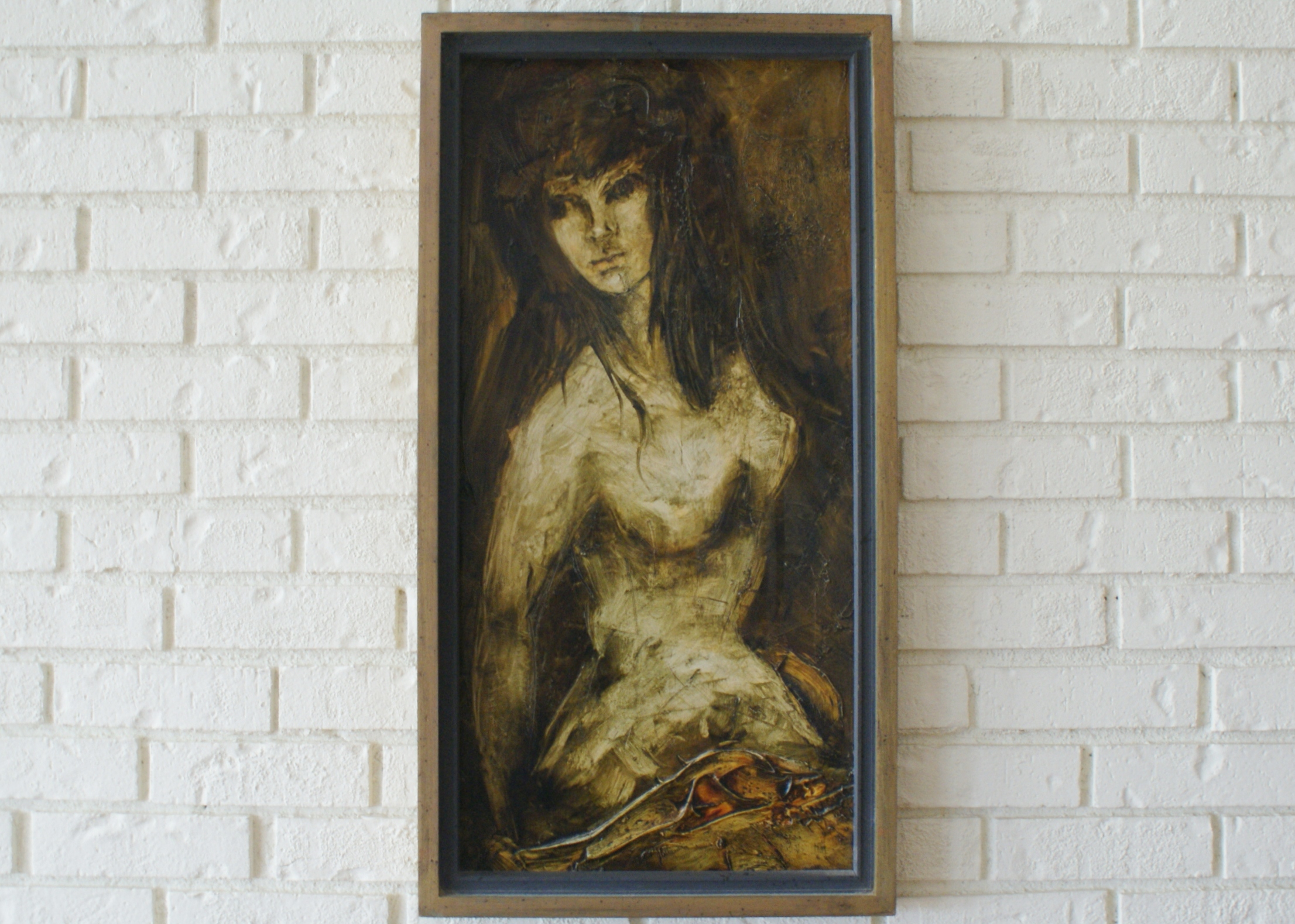 Mid Century Oil On Canvas Of Woman
