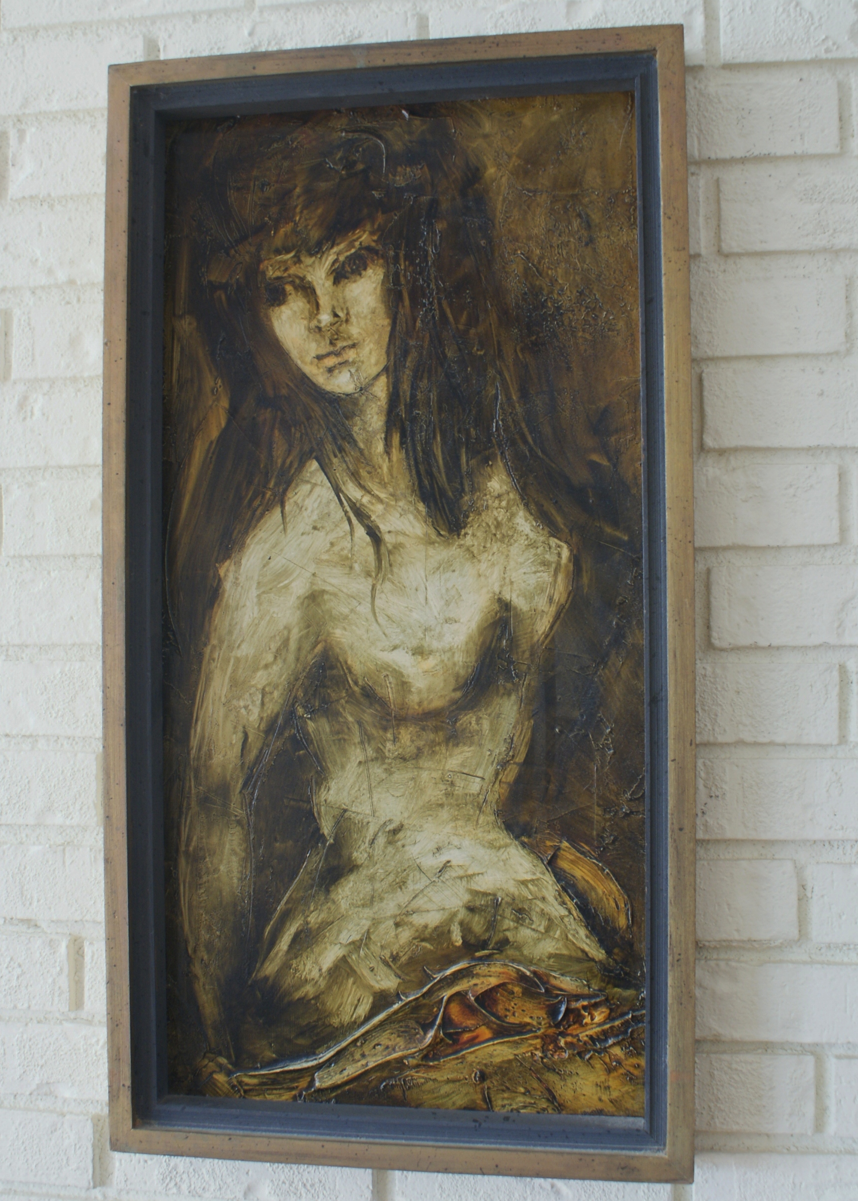 Mid Century Oil On Canvas Of Woman