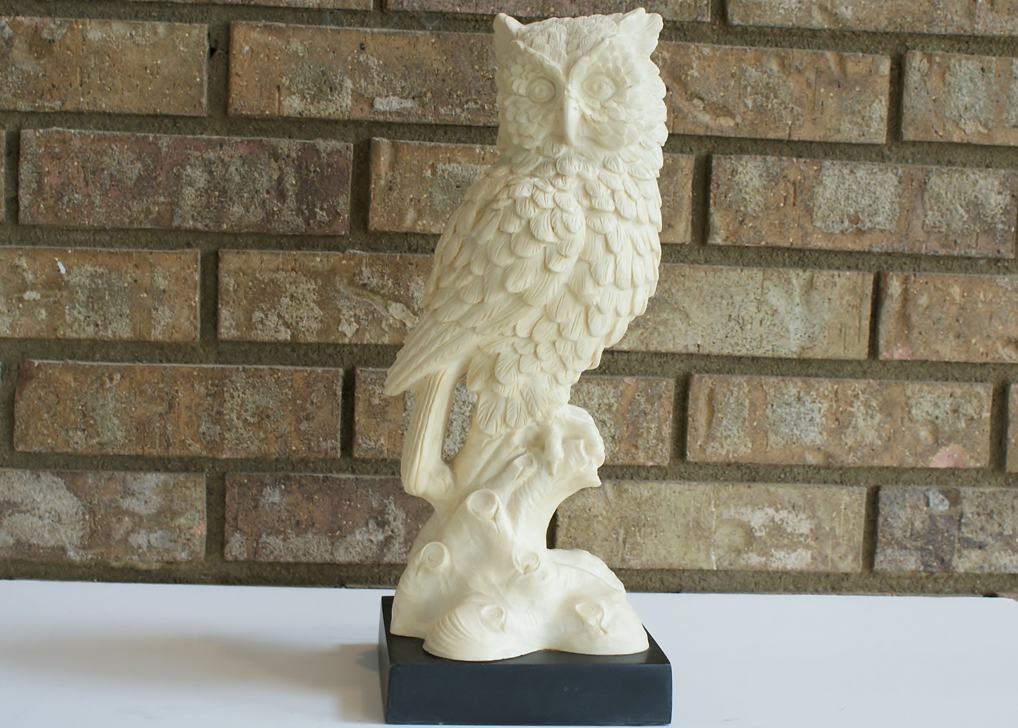 Resin Owl Statue by A. Sautiui. 