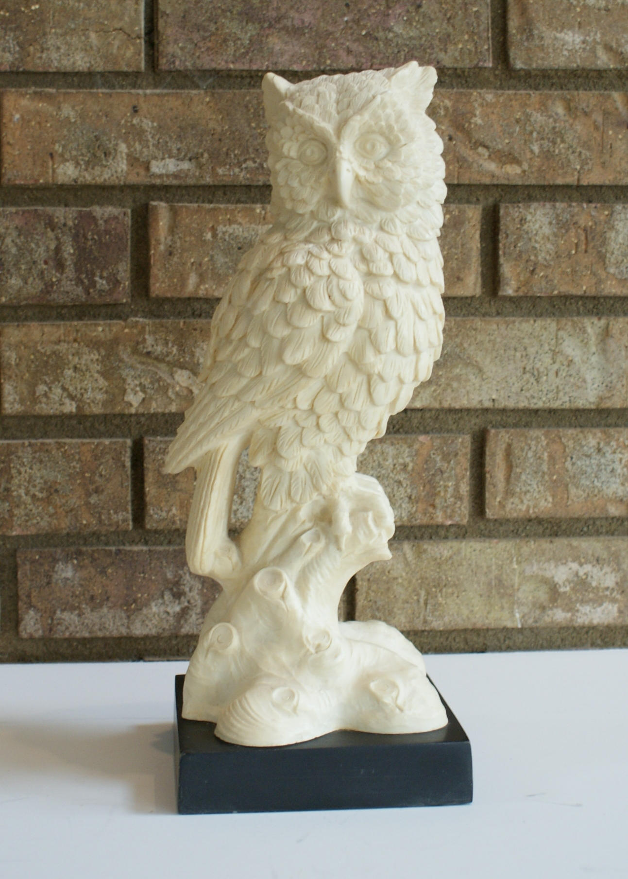 Resin Owl Statue by A. Sautiui. 