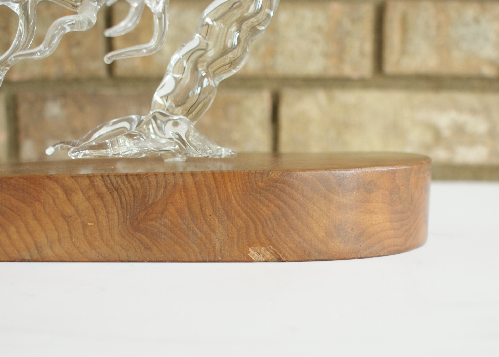 Blown Glass Tree Atop Burl Wood Base