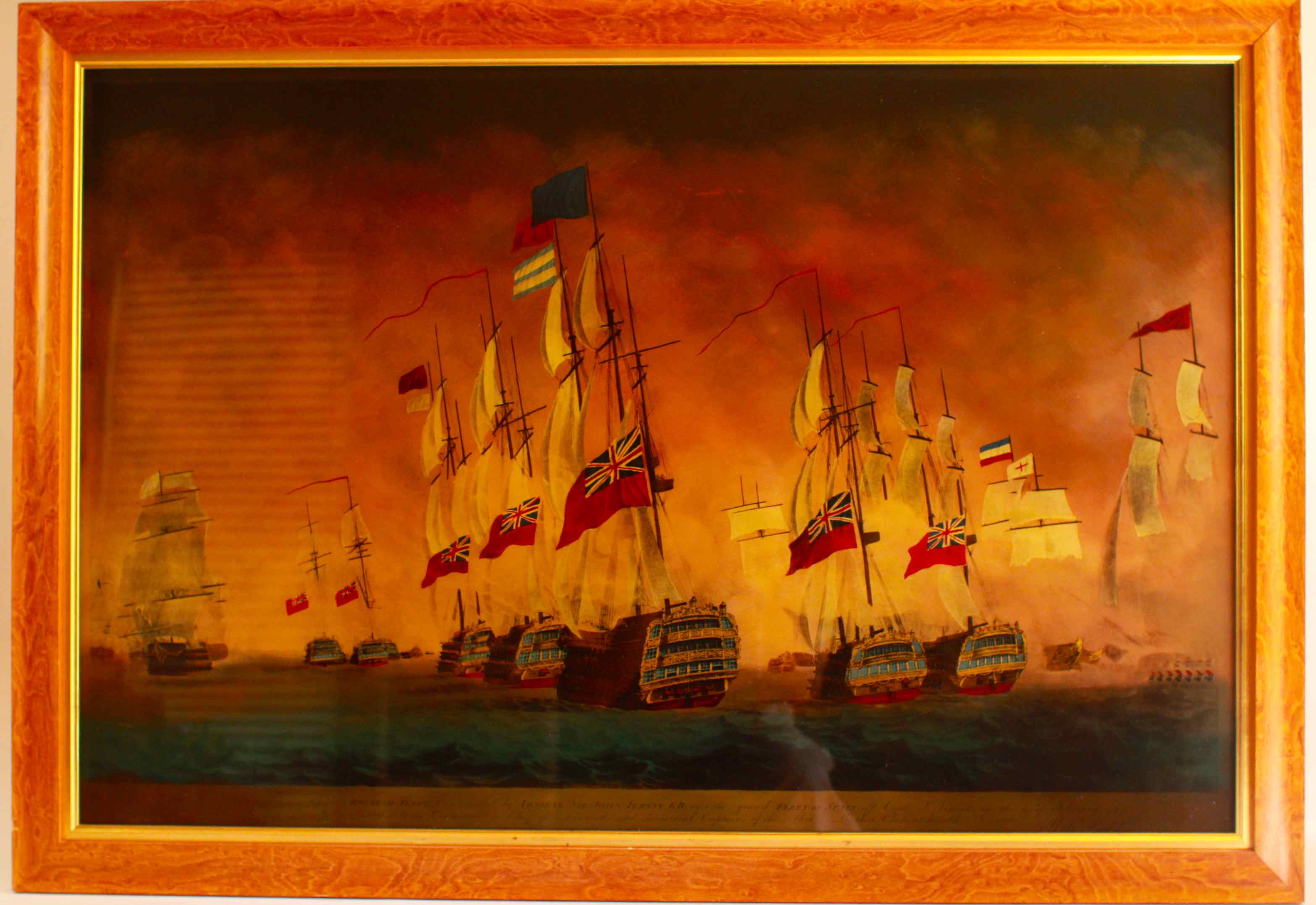 Reverse Glass Painting of Sailboats