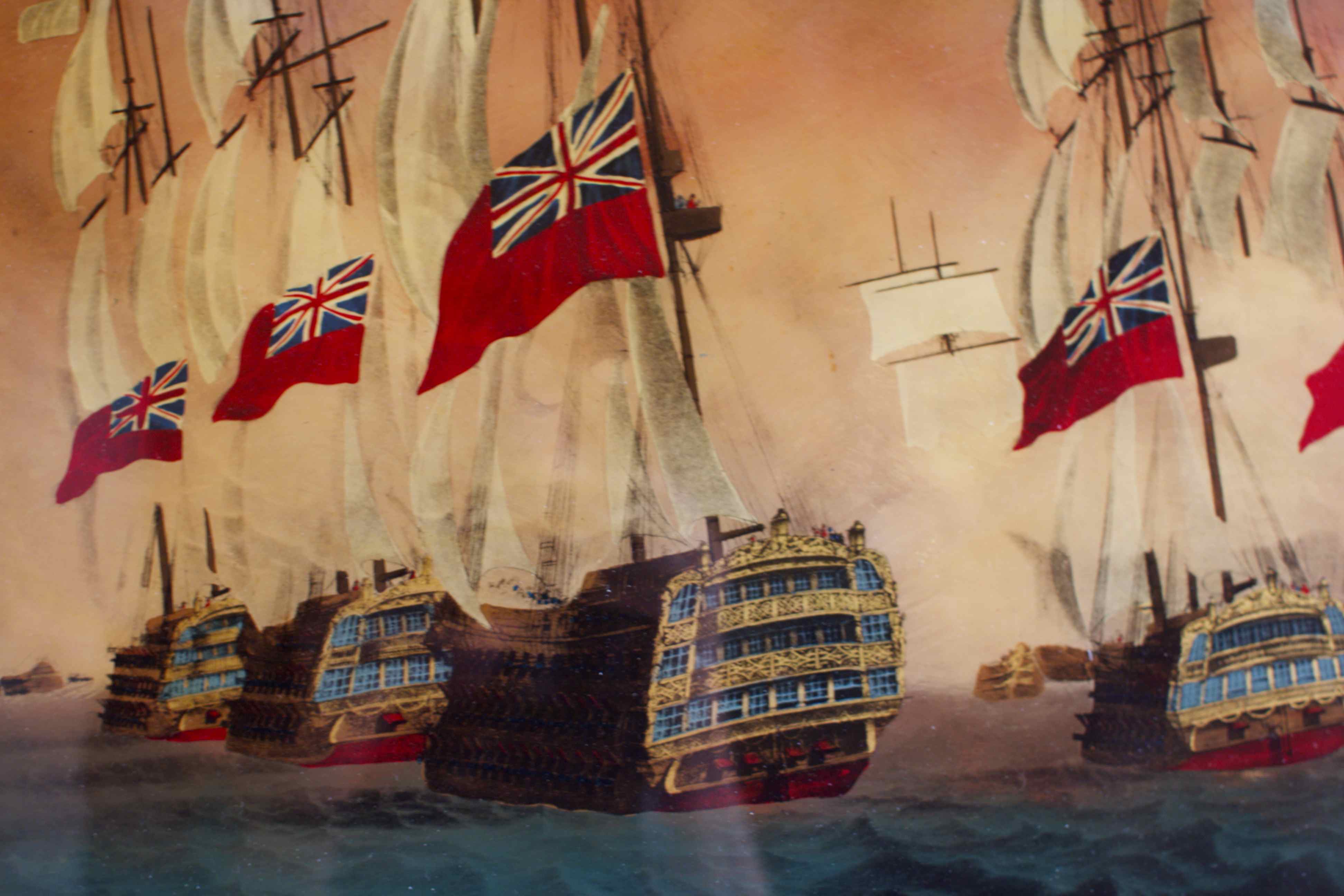 Reverse Glass Painting of Sailboats