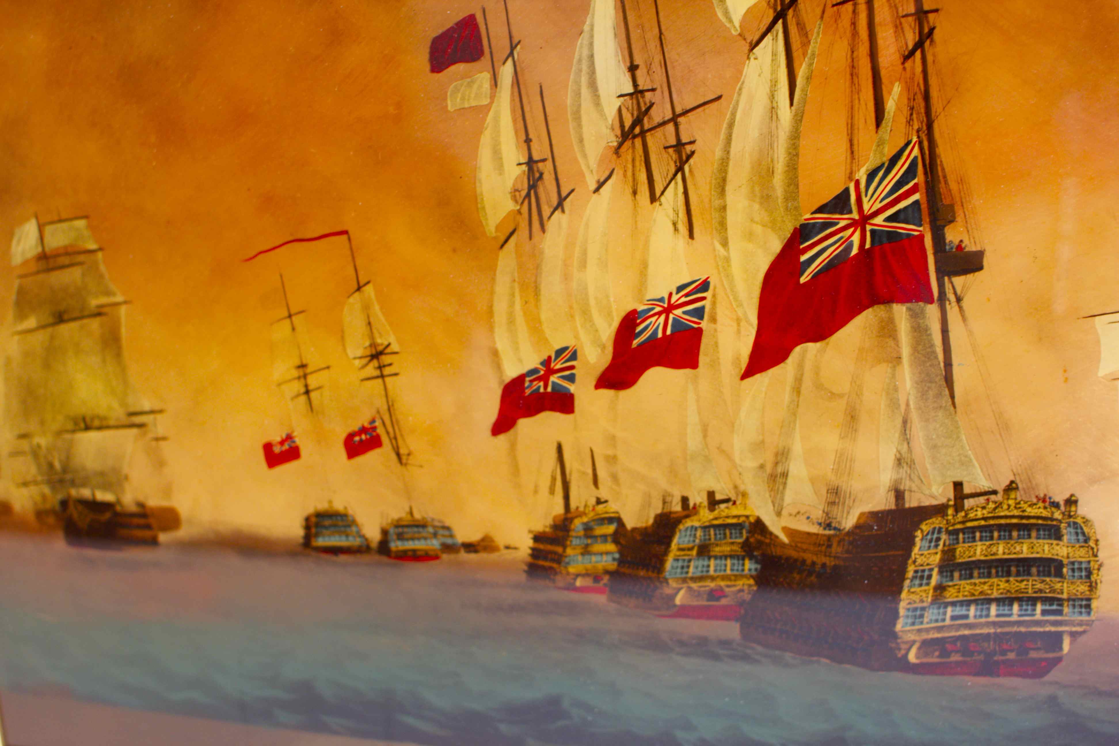 Reverse Glass Painting of Sailboats