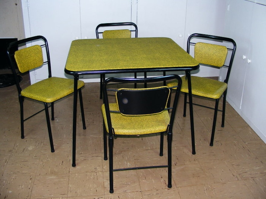 Vintage Cosco "fashionfold" Chairs and Folding Card Table