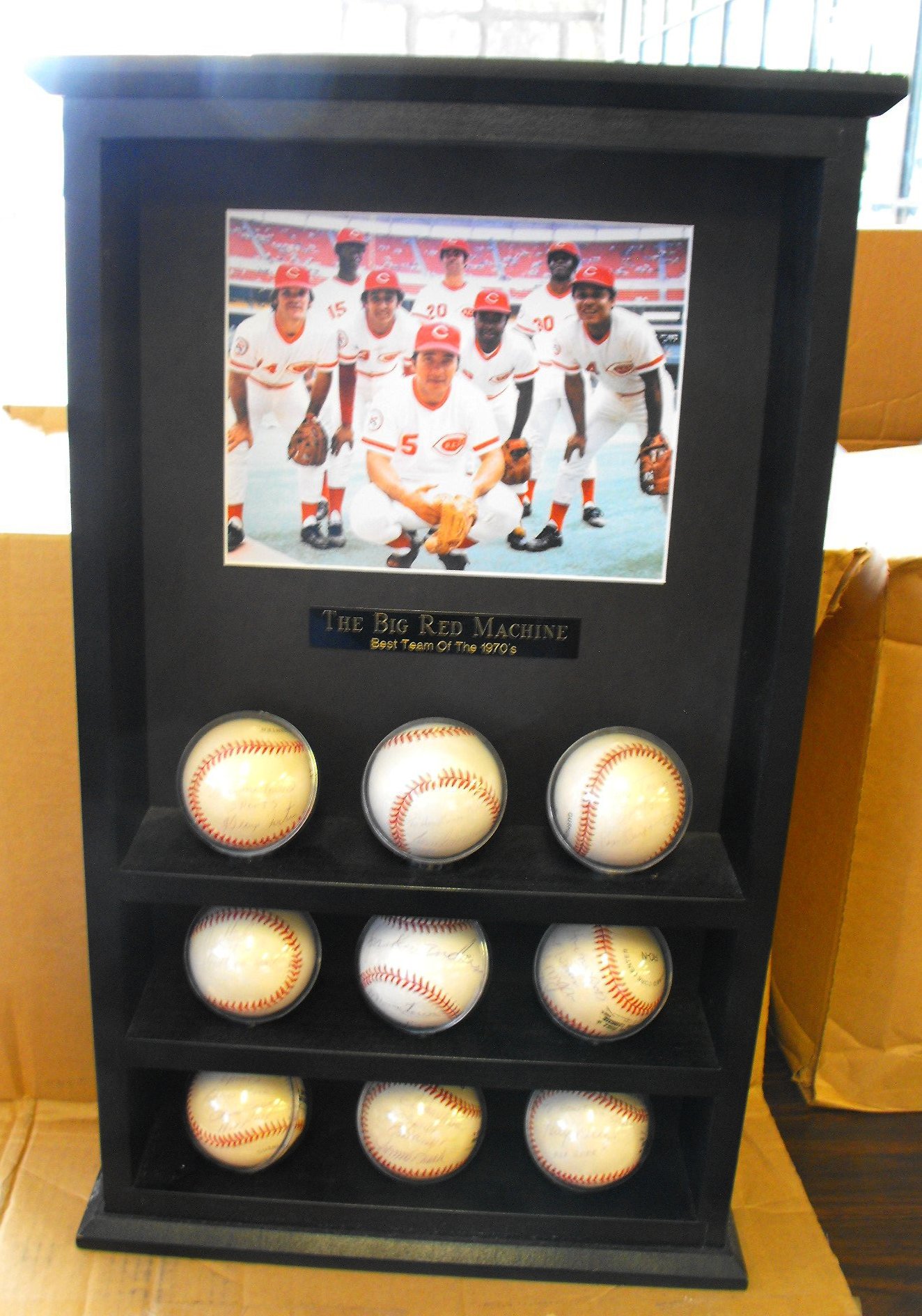 Big Red Machine Autographed Baseball Display
