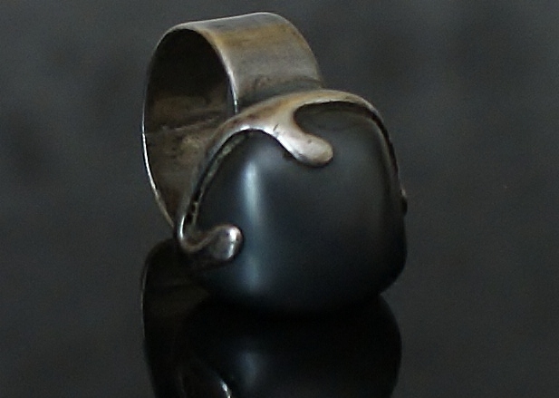 Mystery Silver And Unpolished Hematite Ring 