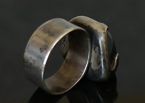 Mystery Silver And Unpolished Hematite Ring 