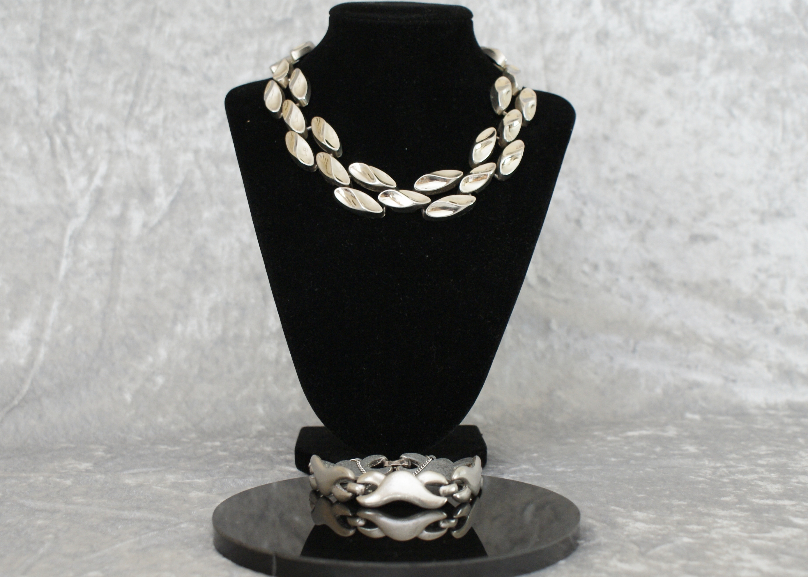 Mid Century Silver Plated Necklace and Bracelet