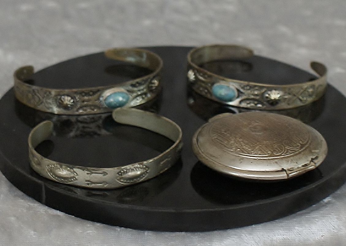 (4) Piece Silver Plated (3) Bracelets and (1) Compact