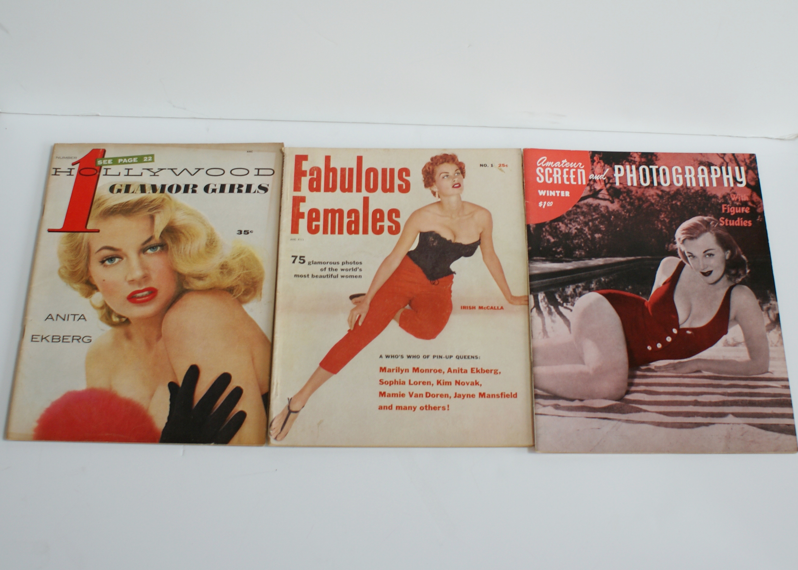 (3) Marilyn Monroe Jayne Mansfield Vintage Pin Up Magazines