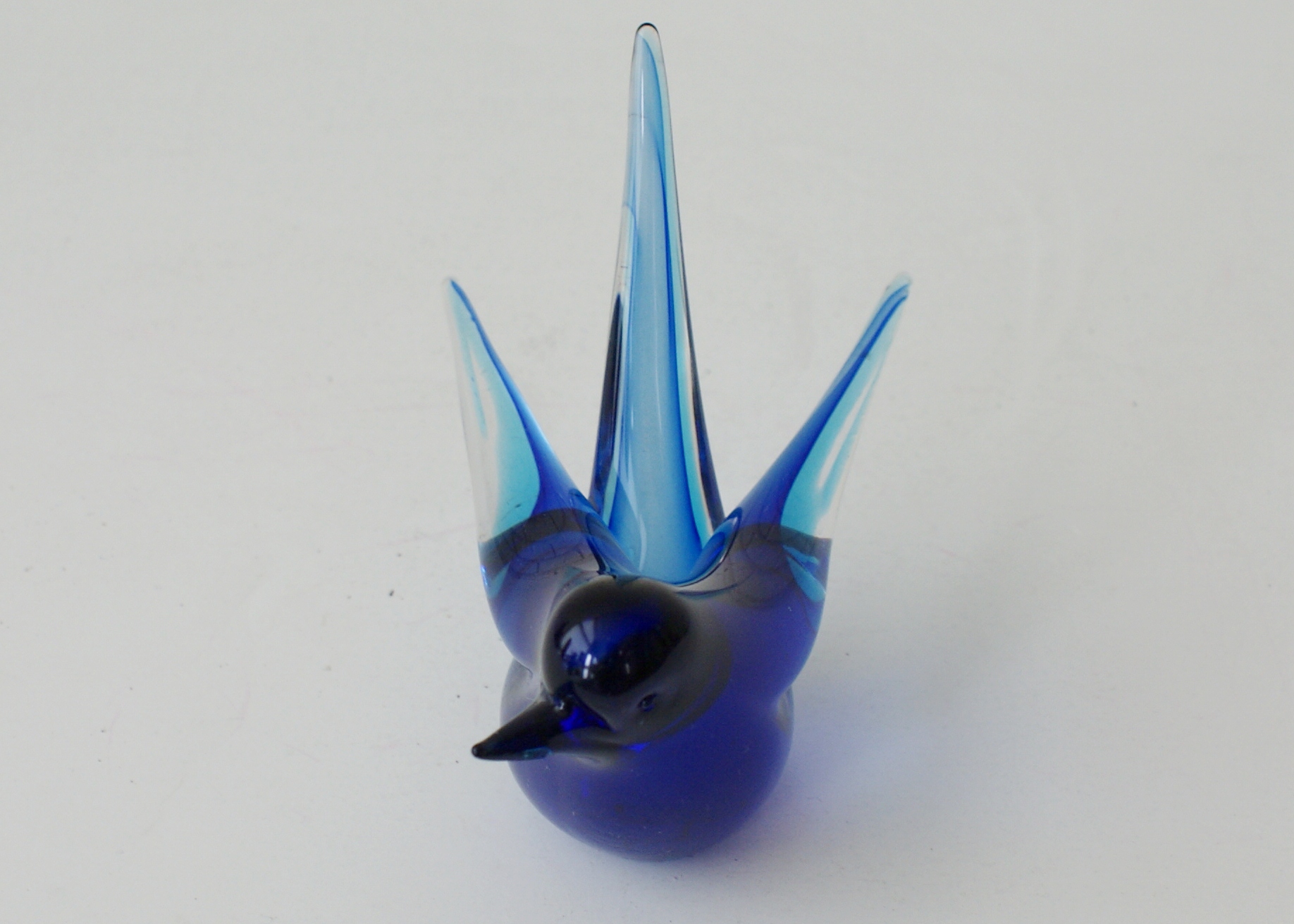 Mid Century Cobalt Blue Blown Glass Bird