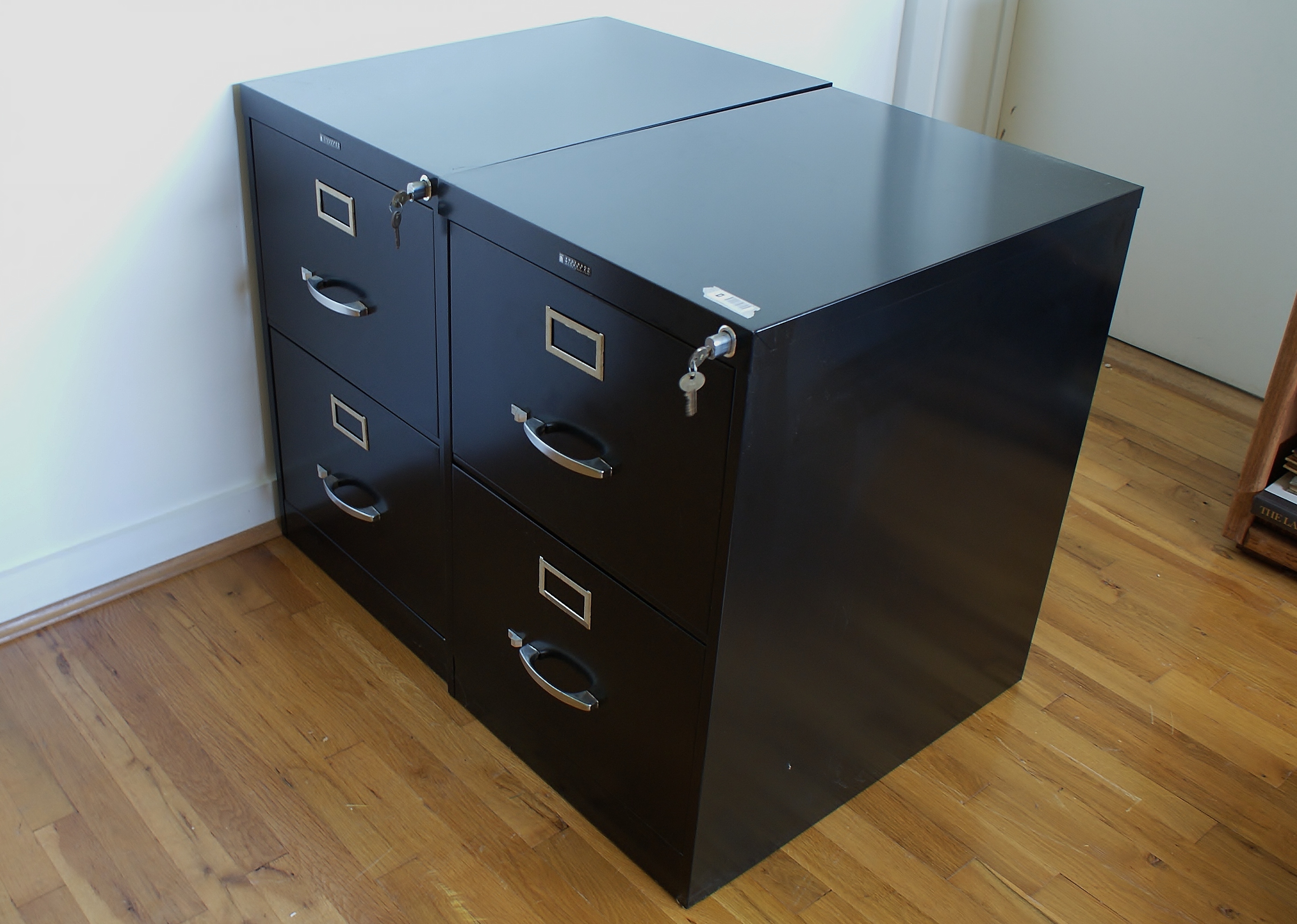 (2) Black 2 Drawer File Cabinets