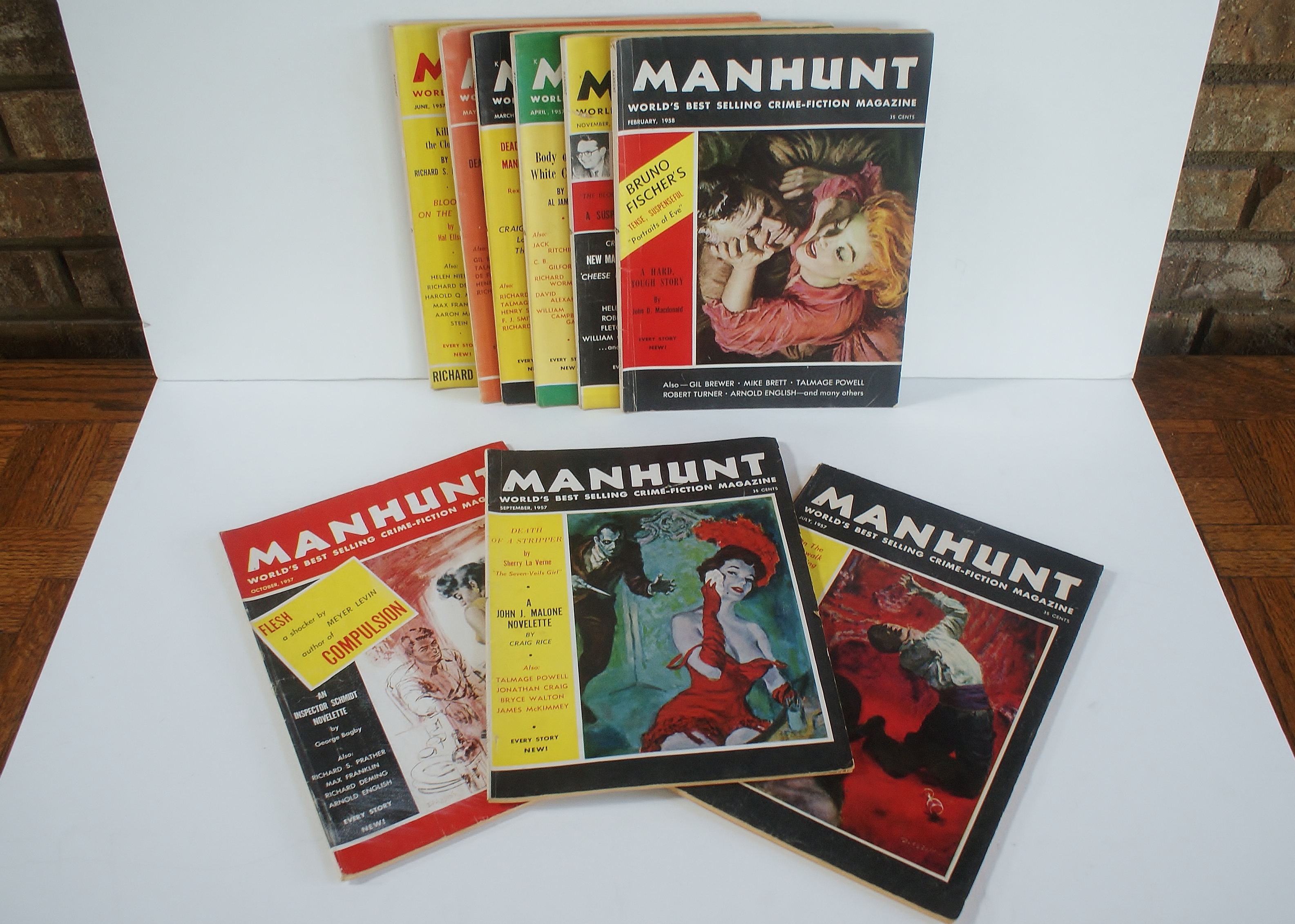 9 Vintage "Manhunt" Detective Magazines