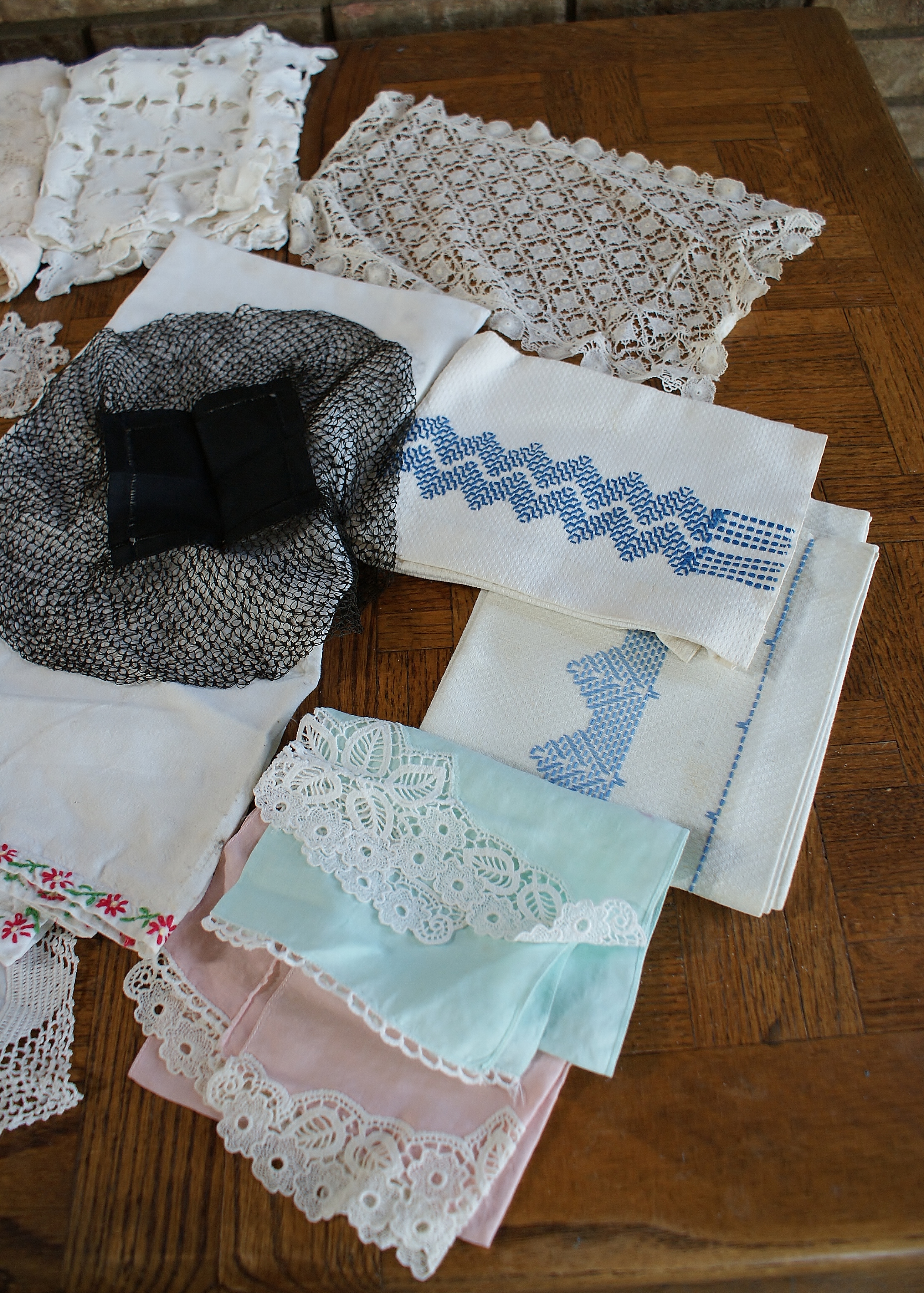 Group of Vintage Linens and Hankies 