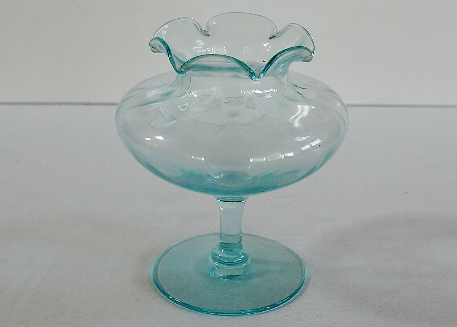 Blue Depression Glass Fluted Vase
