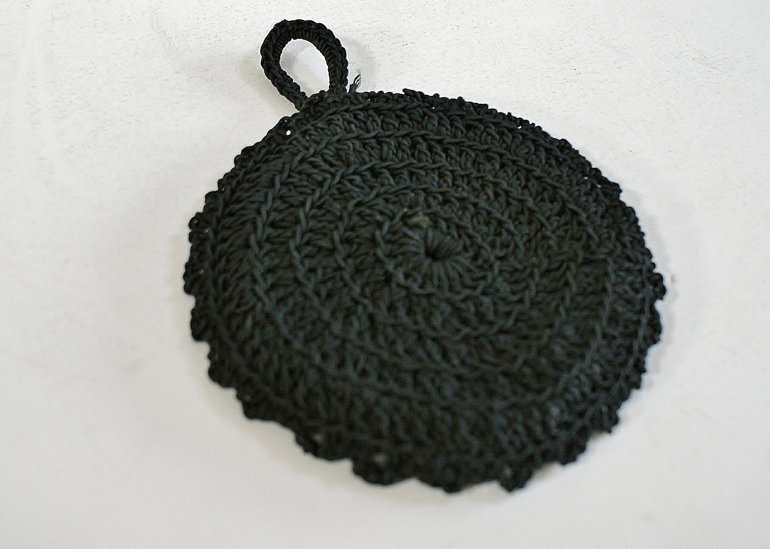 Late 1930's Black Corde' Zippered Handbag