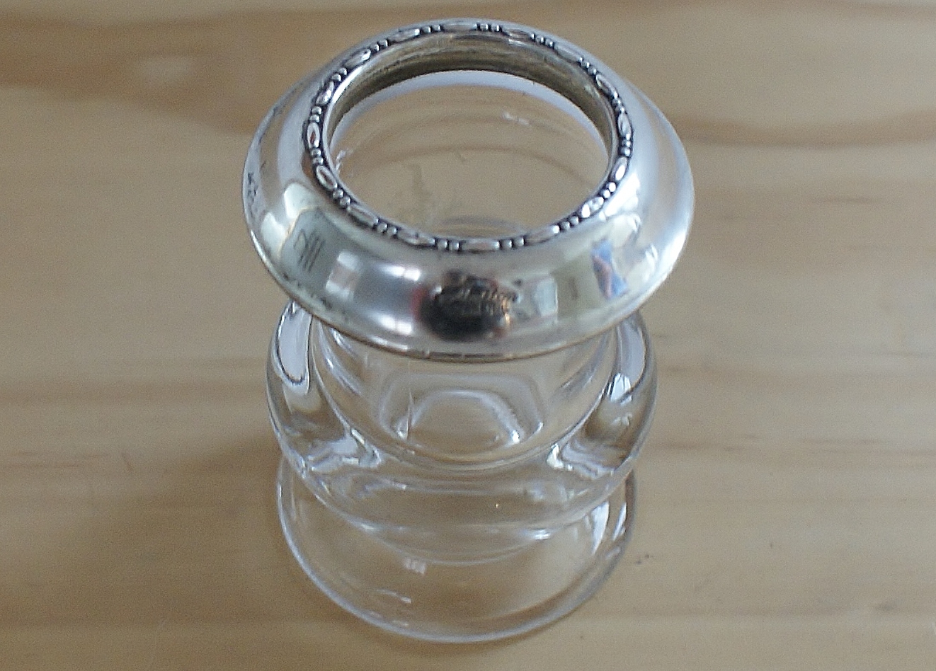 Glass Vase with Sterling Silver Rim