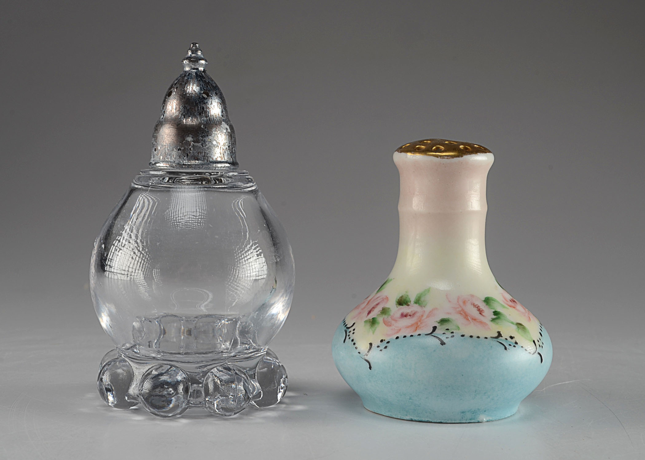 Vintage Candlewick And Hand Decorated Porcelain Salt Shaker