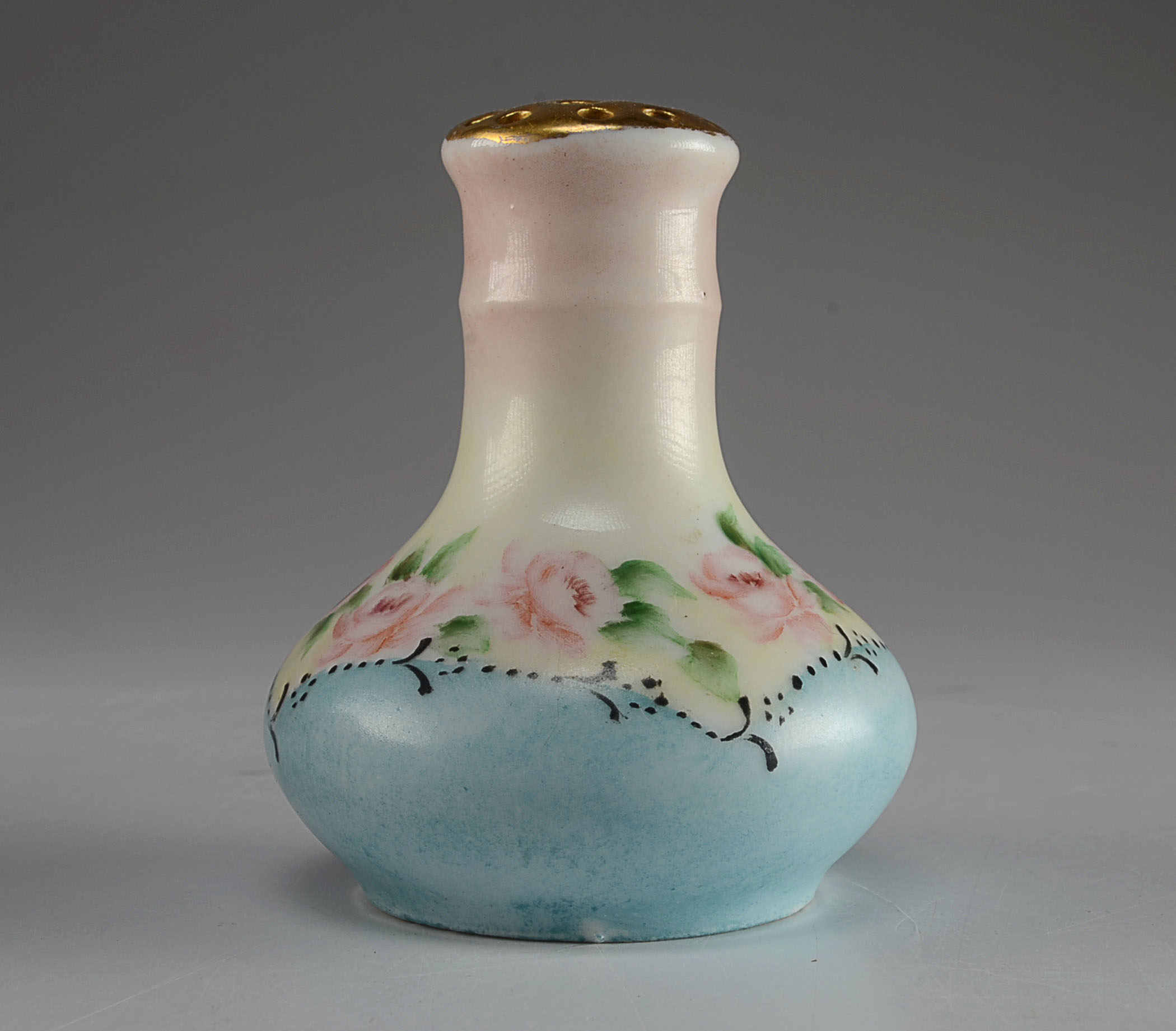 Vintage Candlewick And Hand Decorated Porcelain Salt Shaker