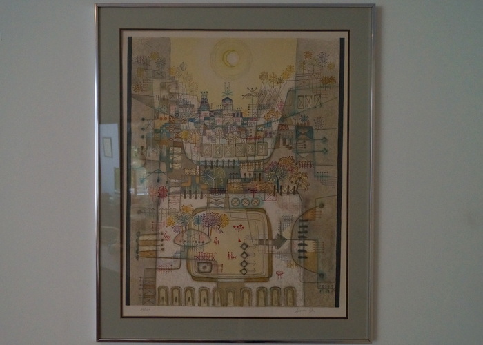 Signed and Numbered Abstract City Park Drawing