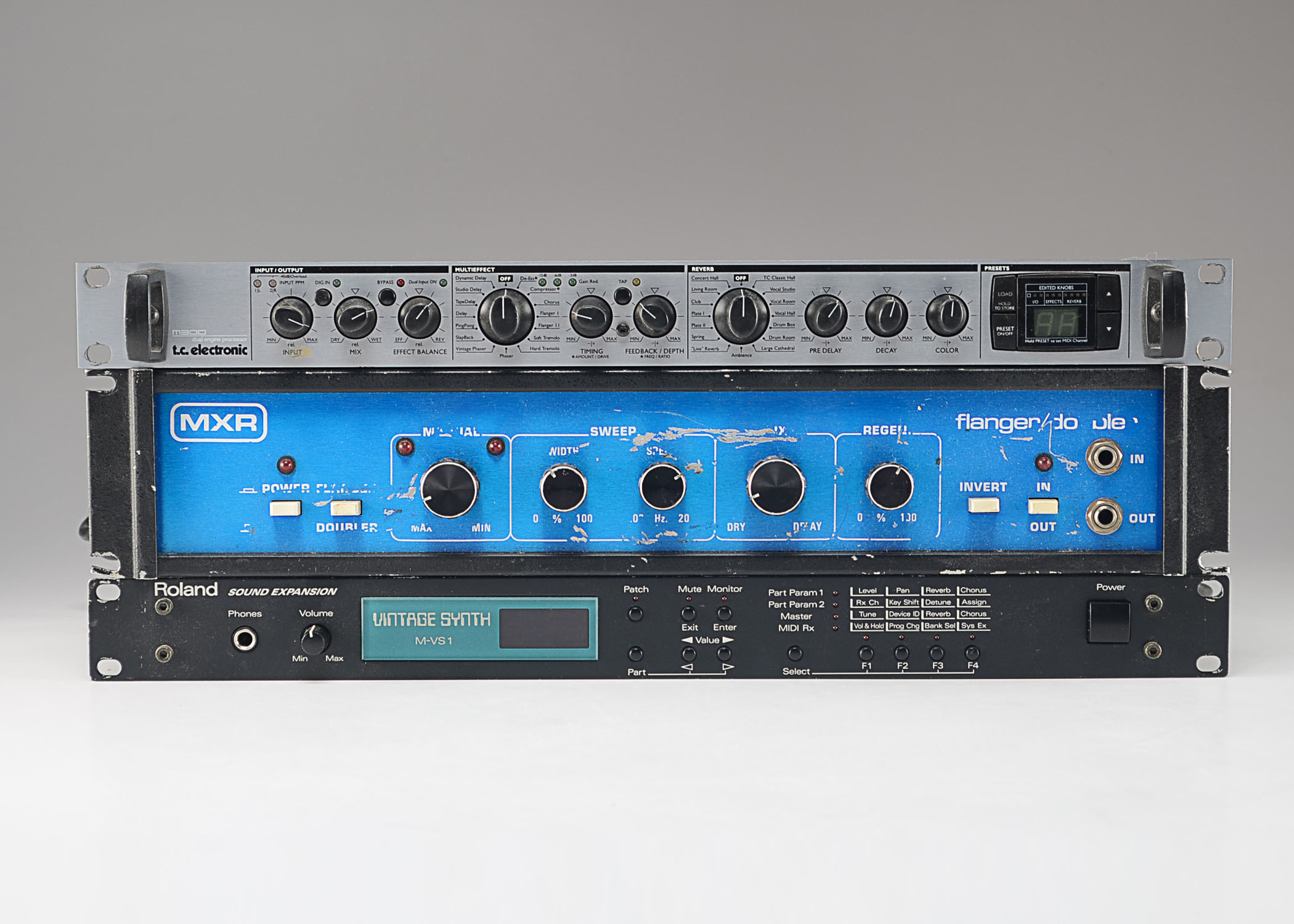 T.C. Electronic M300 Dual Engine Processor, MXR Flanger/Doubler, Roland Sound Expansion Vintage Synth M-VS1