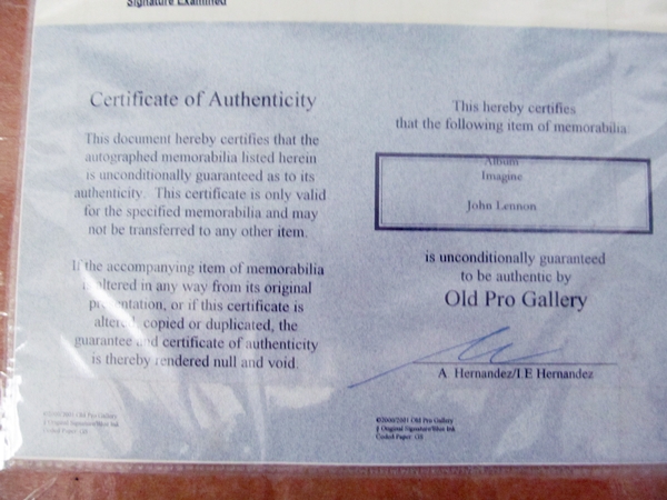 Autographed John Lennon/Imagine Album