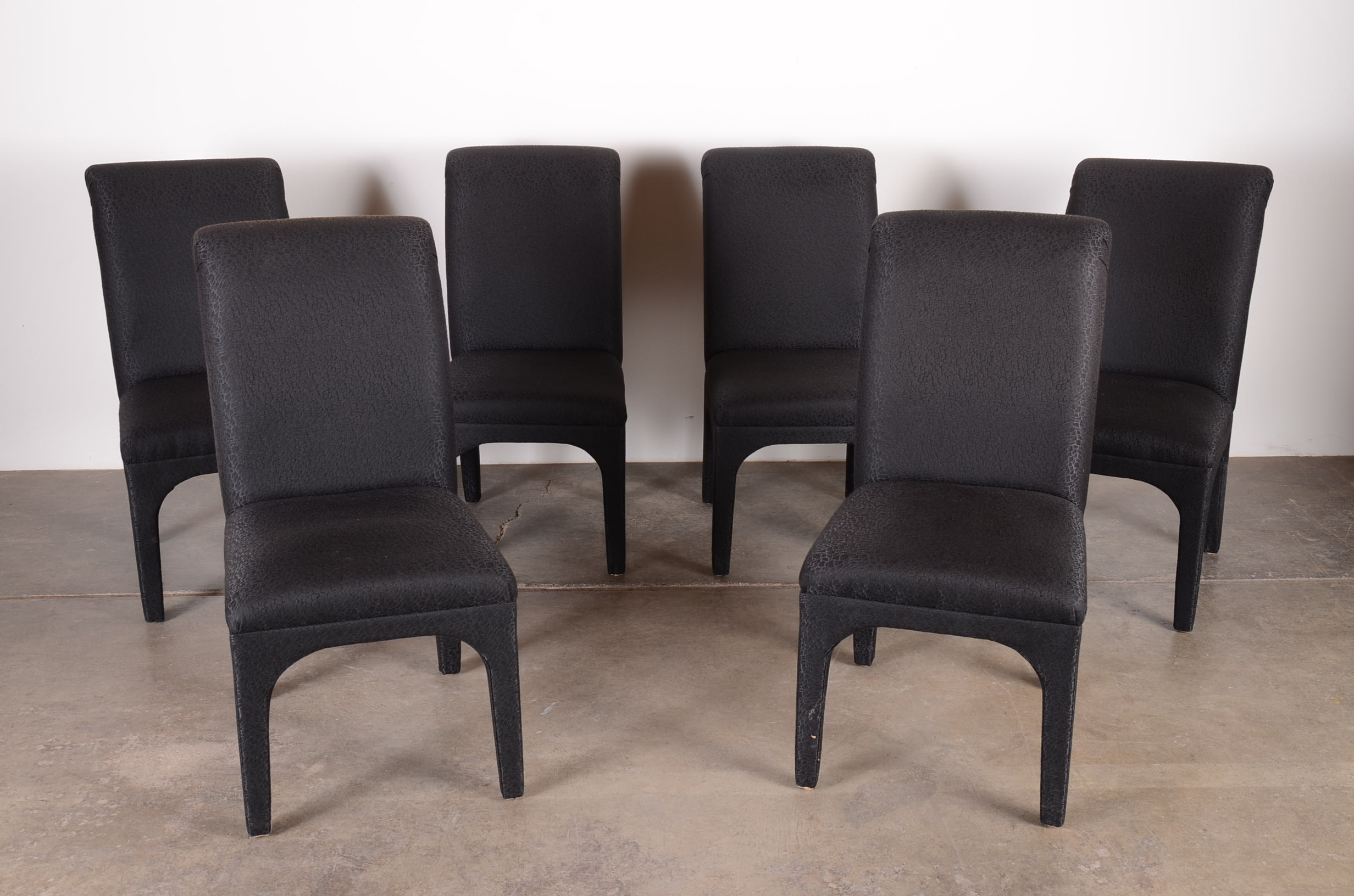 Modern Glass and Marble Table with Six Chairs