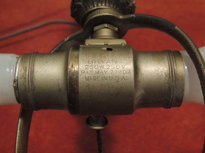 Vintage Handel-Style Lamp with Painted Glass Shade