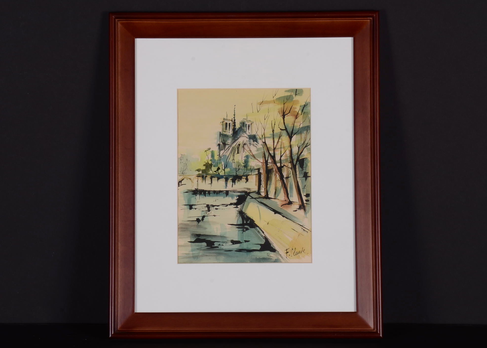 F. Claude Original Watercolor of Paris
