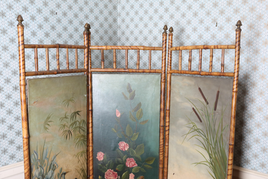 Vintage Tri Fold Bamboo Decorative Screen