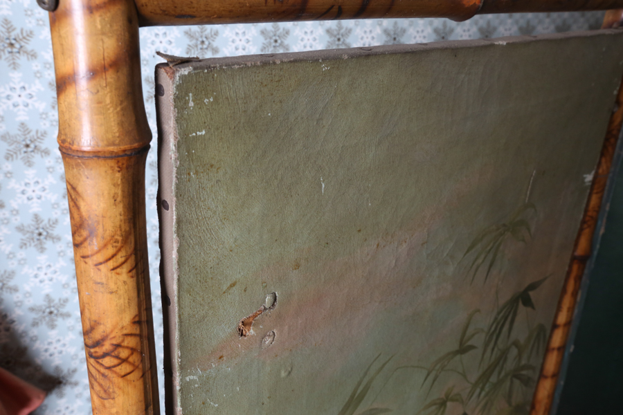 Vintage Tri Fold Bamboo Decorative Screen