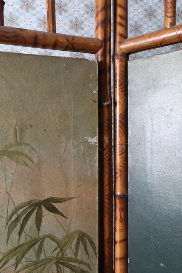 Vintage Tri Fold Bamboo Decorative Screen