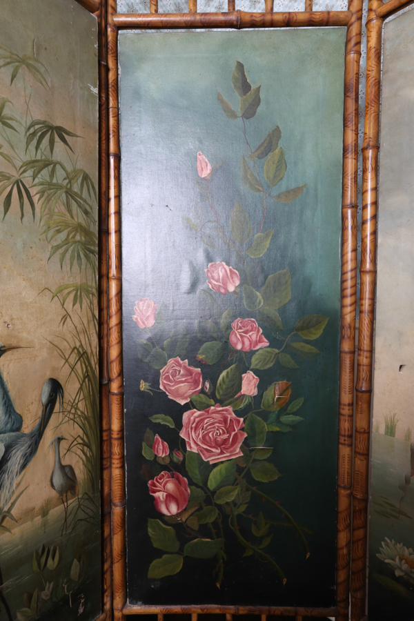 Vintage Tri Fold Bamboo Decorative Screen