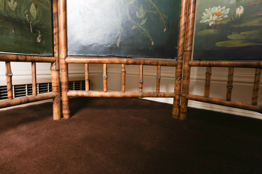 Vintage Tri Fold Bamboo Decorative Screen