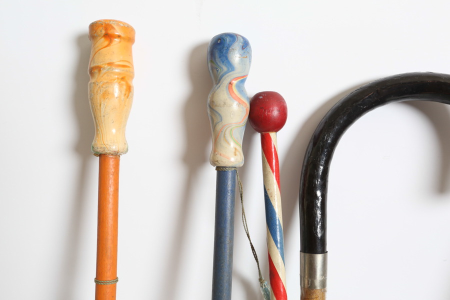 Group of 9 Vintage Wood Canes Carnival