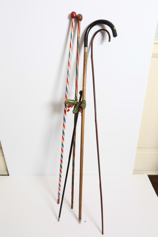 Group of 9 Vintage Wood Canes Carnival