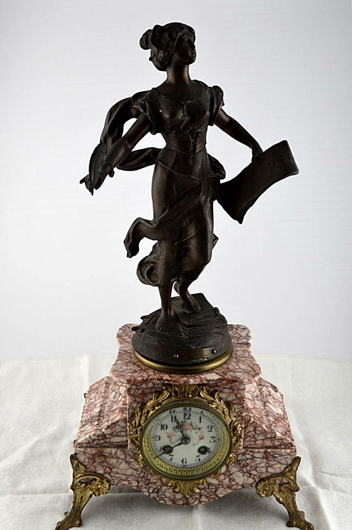 French Mantle Clock, circa 1890, after Rousseau