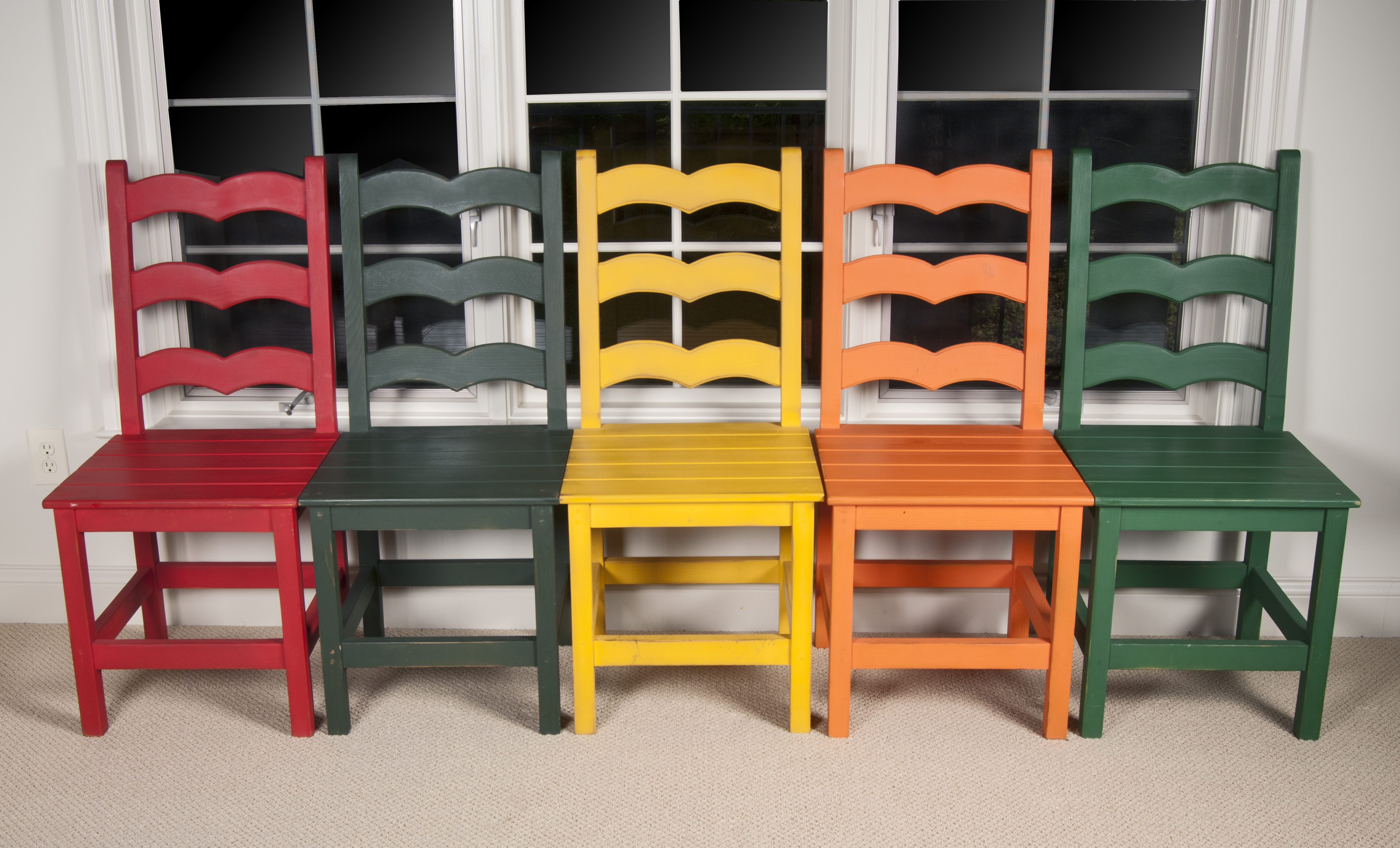 Colorful French Style Ladder Back Chairs
