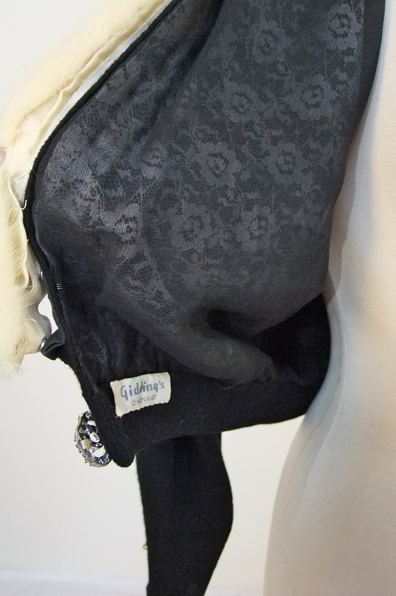 Gorgeous 50's Retro Vintage Black Wool and Blonde Mink Cardigan 