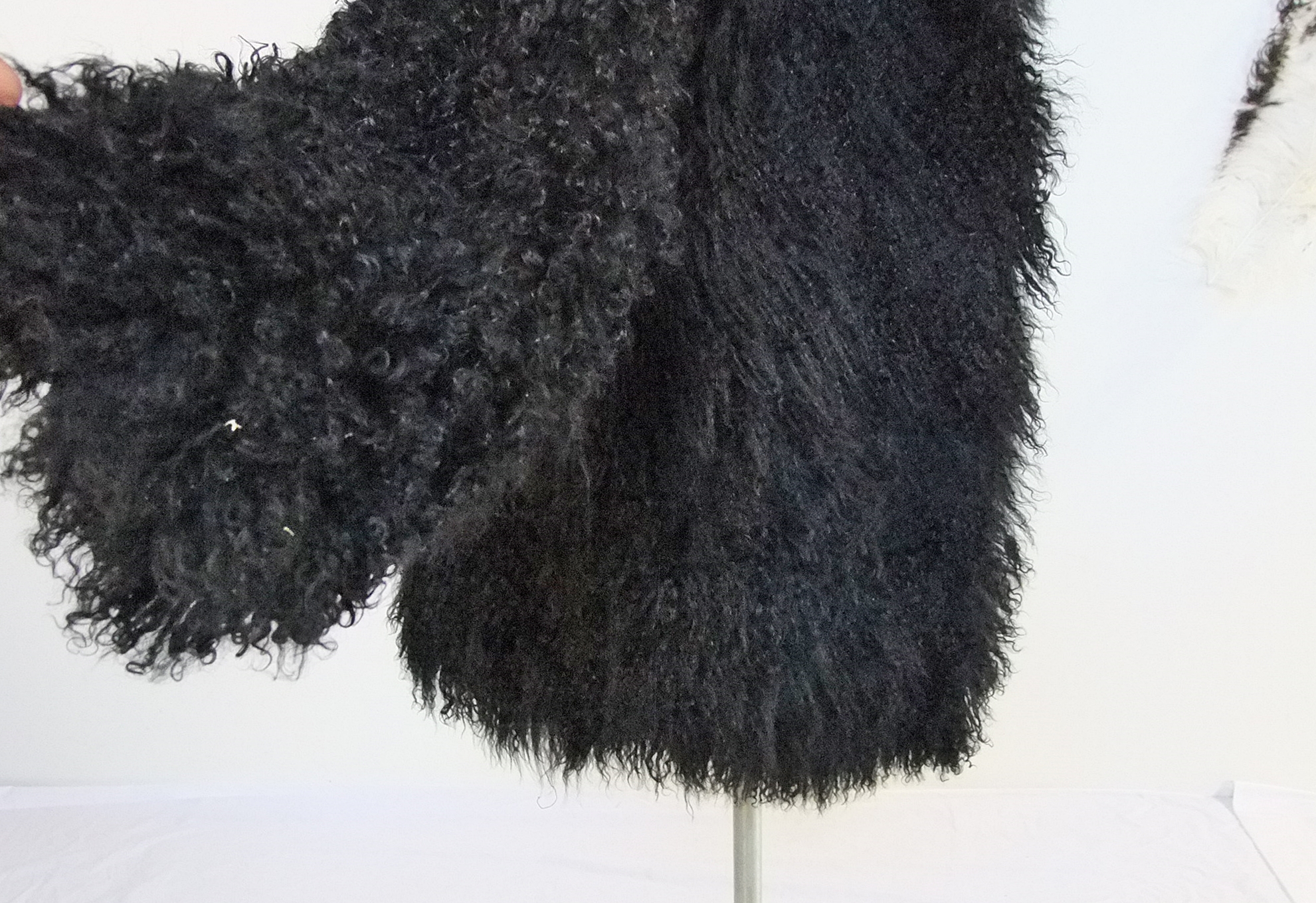 Vintage Black Mongolian Curly Lamb Jacket 