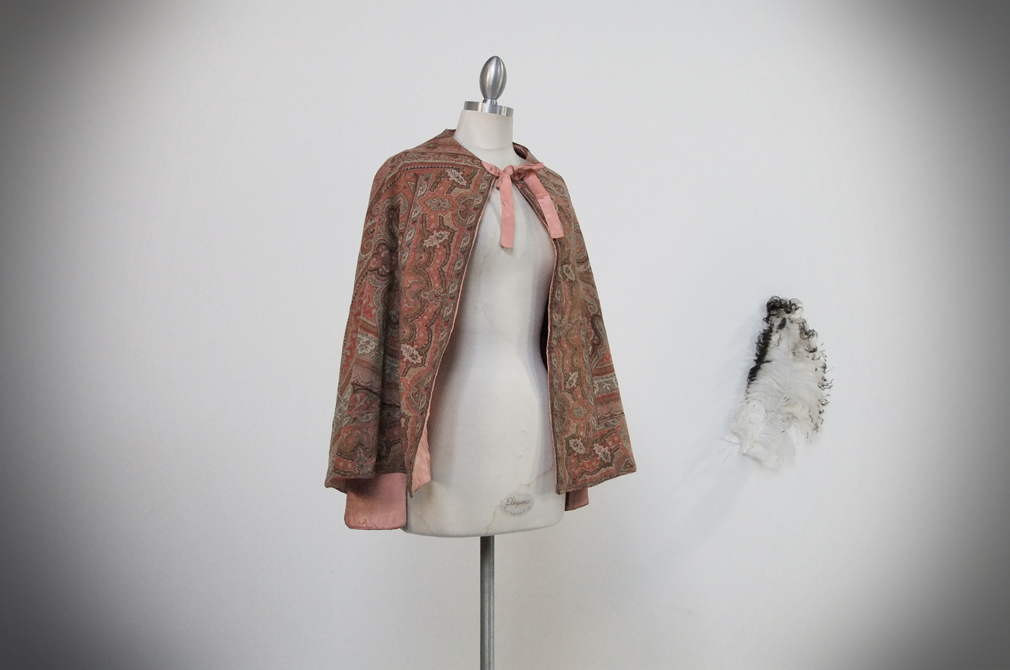 Vintage Handmade Printed Wool Cape in Autumn Shades 