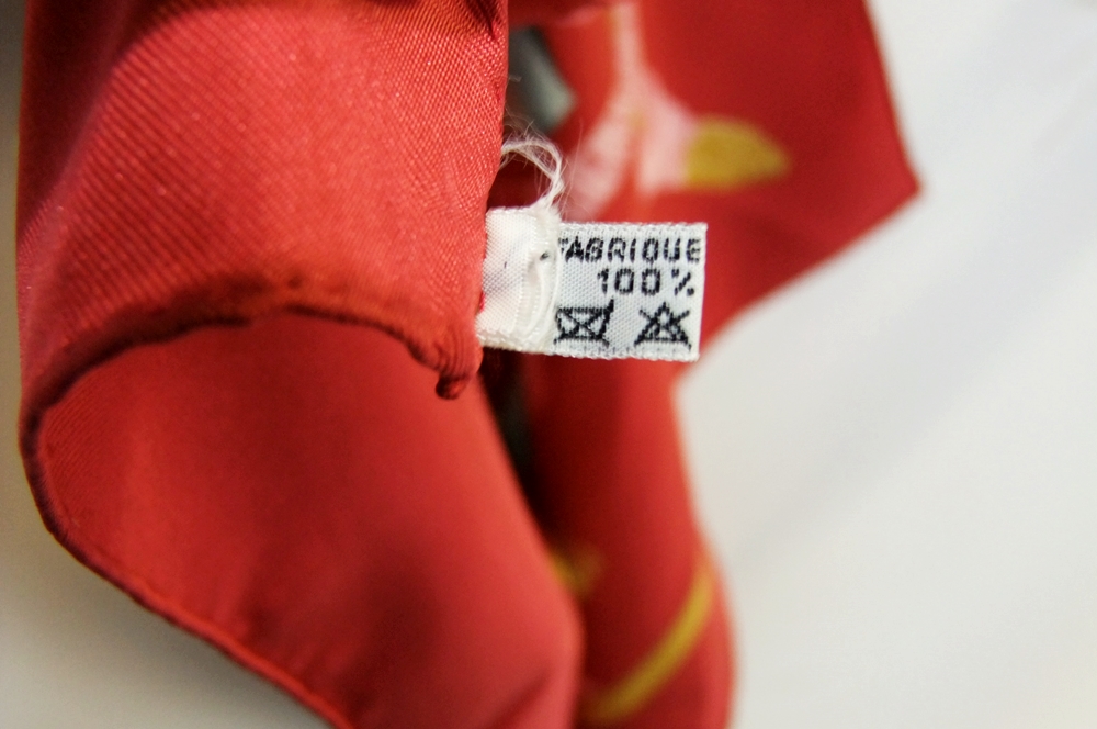 Hermes of Paris 'Regina' Red Silk Print Scarf 