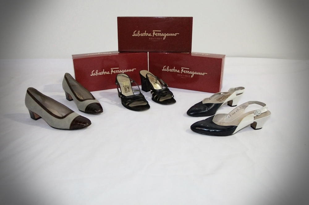 Three Pair of Vintage Salvatore Ferragamo Ladies Shoes