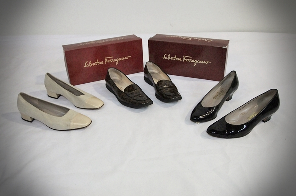 Three Pair of Vintage Salvatore Ferragamo Ladies Shoes