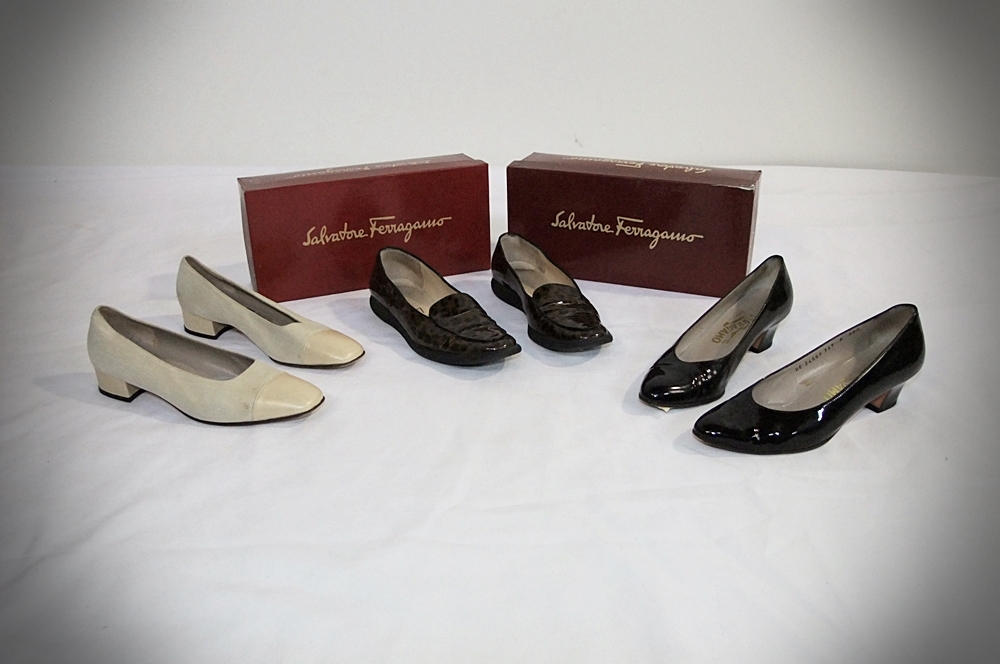 Three Pair of Vintage Salvatore Ferragamo Ladies Shoes